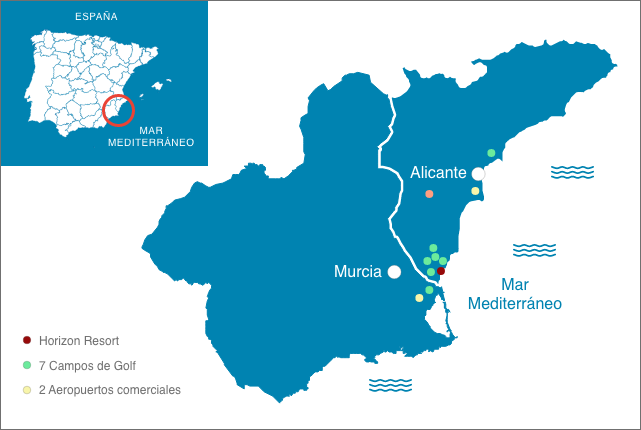 Mapa de situación de la promoción en la Costa Blanca: Horizon Resort